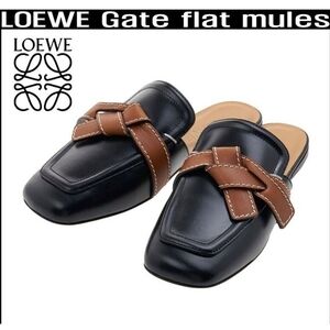 Loewe Black Gate Belted Leather Mule Size EU 39/US 9
